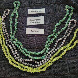 3 Long Beautiful Crystal Chip Necklaces